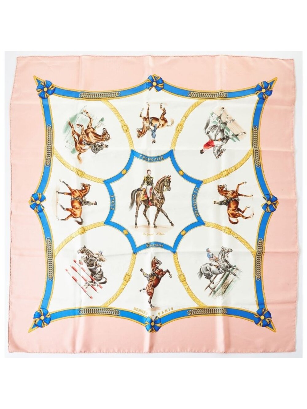 Hermes Silk Scarf Carre 90 Ecole Francaise D'equitation Les General L'hotte 1987